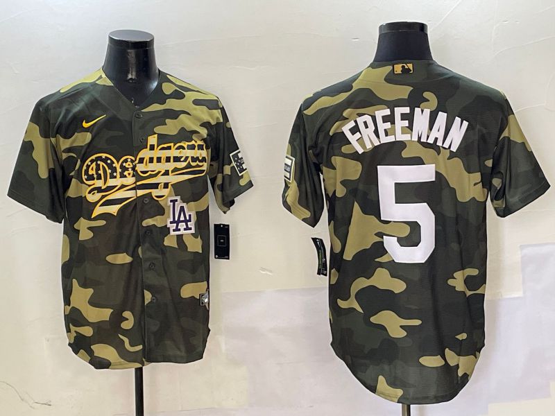 Men Los Angeles Dodgers 5 Freeman Camo Joint Name 2025 Nike MLB Jersey style 12